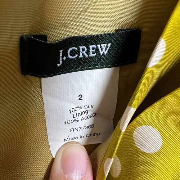 SALE! Chartreuse J. Crew Polka Dot Rosette Dress Size 2 EUC - Picture 5 of 5